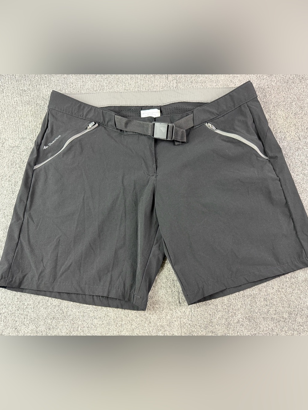 Decathlon Quechua Men Polyamide Blend Belted Vented Waist 7" Shorts Size L Black